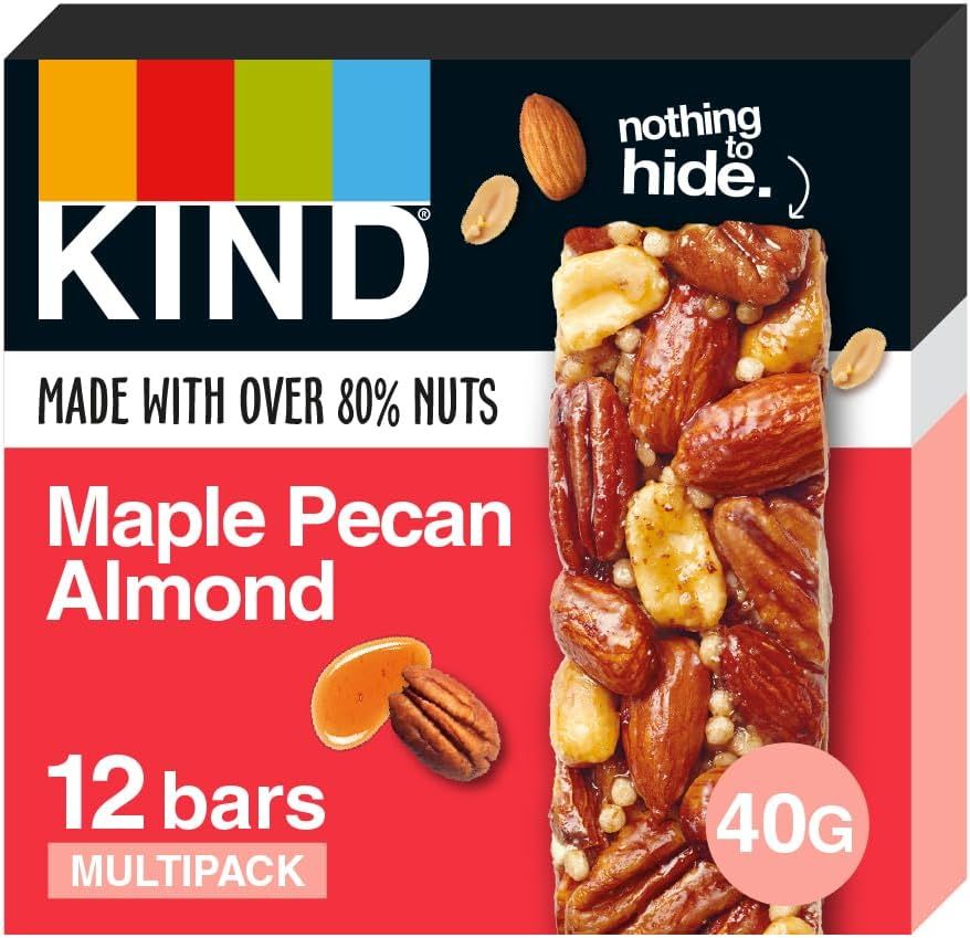 Kind Bars, Gluten Free Snack Bars, Maple Pecan Almond, High Fibre, No Artificial Colours, Flavours or Preservatives, Multipack 12 x 40g