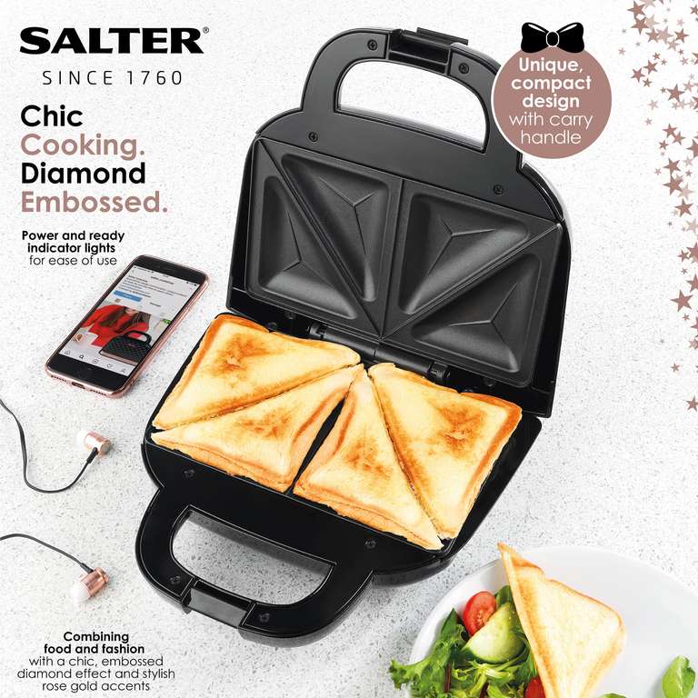 Salter EK3677 Handbag Toastie Maker, Unique Non-Stick Sandwich Toaster, Bag Shaped Snack Machine, Auto 200°C Temperature