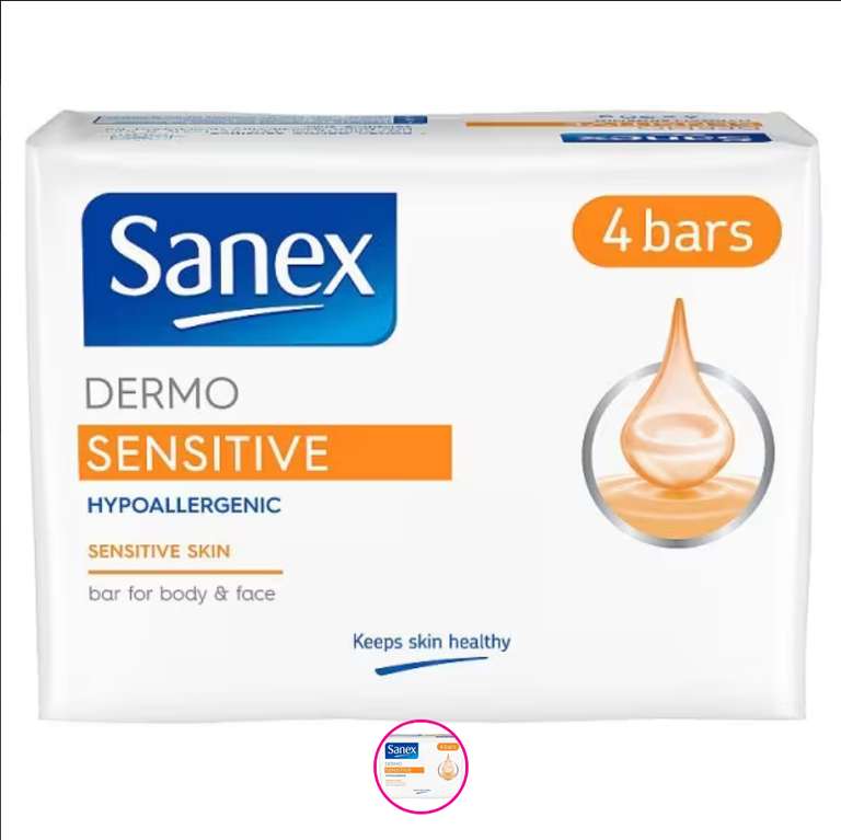 Sanex Dermo Hypo-Allergenic Sensitive Soap Bar 4 pack: £1.50 + Free Click & Collect @ Superdrug