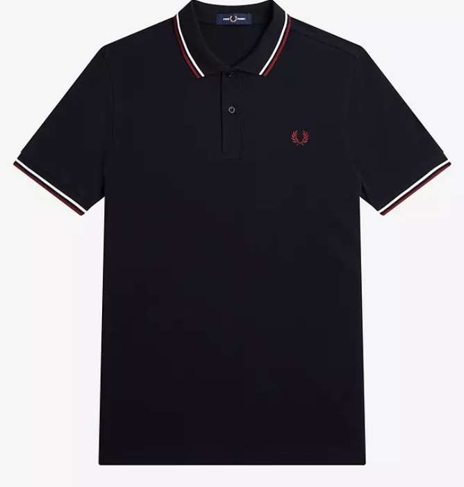Grab Fred Perry Short Sleeve Polo, Navy/White/Red, Only £35 at John ...