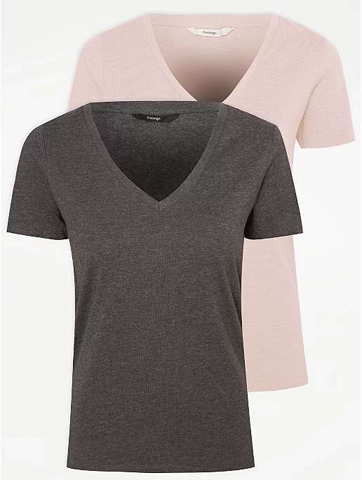 Grey V Neck T-Shirts 2 Pack - £3 with click & collect @ George (Asda)