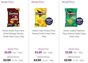 Doritos Tortilla Chips 180g Burger King Flame Grilled Whopper / Triple Cheese Pizza / Pepperoni Pizza Flavour - Nectar Price