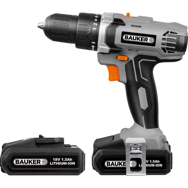 Bauker 18V Cordless Drill Driver 2 x 1.5Ah £39.98 free collection @ Toolstation