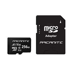 ARCANITE 256GB microSDXC Memory Card with Adapter - A1, UHS-I U3, V30, 4K, C10, Micro SD, Optimal read speeds up to 90 MB/s