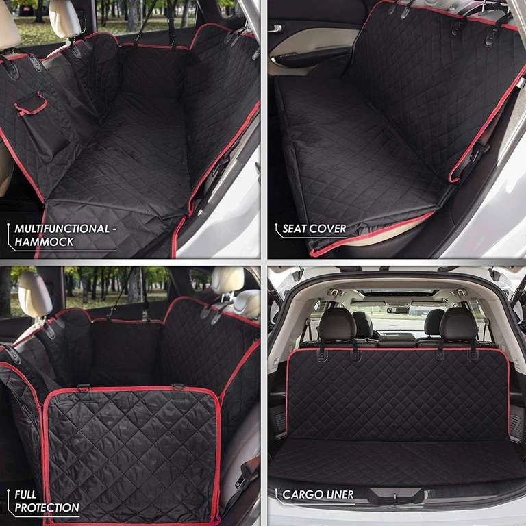 Dog Hammock for Car Back seat with Mesh Visual Window, Side Flaps with Zipper, Padded 4 Layers Waterproof - Sold by Petzana