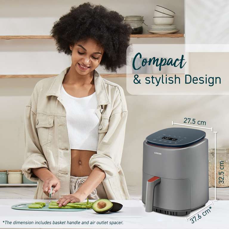 COSORI Air Fryer Lite 3.8L, 75-230℃, Amazon Exclusive, 7 Cooking Functions, Smart Control, 1500W, 1-3 Portions W/Voucher