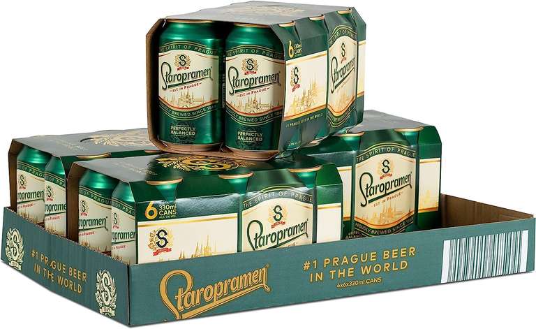 Staropramen Premium Czech Lager Beer 24 x 330 ml (cans) With Auto Discount
