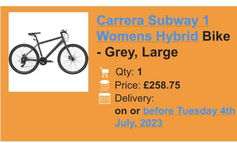 Carerra Subway Women’s Bike £345/£258.75 with Student Discount @ Halfords