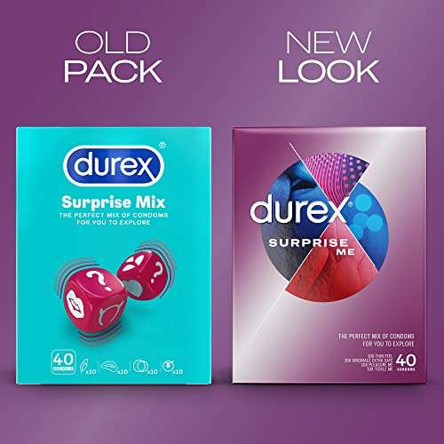 Durex Surprise Me Variety Condoms, 40 Condoms £13.49/£10.80 With Voucher Subscribe & Save Dispatches from Amazon Sold by Pennguin UK