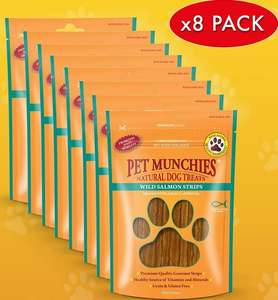 Pet Munchies Dog Wild Salmon Strips 8 x 80g (Minimum Order £22.50)