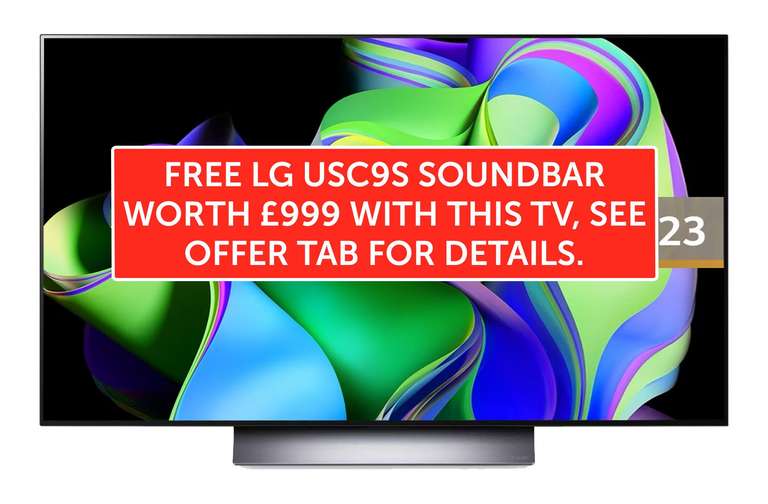 LG OLED77C34LA + Free LG USC9S 3.1.3 ch Dolby Atmos Soundbar & Subwoofer With Code, 6 Year Warranty VIP Price Free To Join
