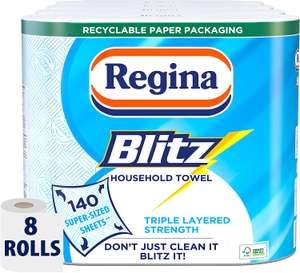 Regina Blitz Household Towel, 560 Super-Sized Sheets, Triple Layered Strength, 8 Count - £8.99 @ Amazon