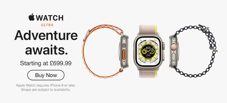 Apple Watch Ultra GPS + Cellular, 49mm Titanium many colours / bands (Online) £699.99 (Members Only) @ Costco