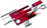 Victorinox Swiss Card Lite, Swiss Made Pocket Tool, 13 Functions, LED, Magnifier, Red Transparent