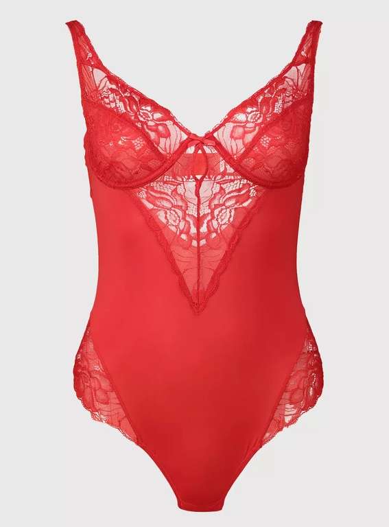 Red Lace Detail Underwired Body £7.50 free click and collect @ Argos