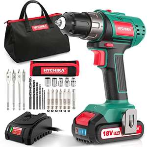 Cordless Drill 18V HYCHIKA with 2000mAh, 35N/m, 1500rpm - w/Voucher