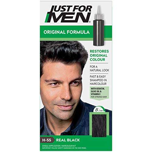 Just for men Original Formula Real Black Hair Dye, Restores Original Colour for a Natural Look – H55 - £4.83 - Prime Exclusive @ Amazon