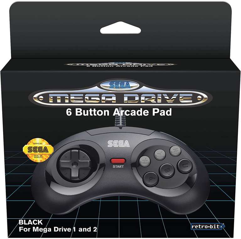 Retro-Bit Official SEGA Mega Drive Controller 6-Button Arcade Pad for Sega Mega Drive/Genesis - Original Port - Black - £8.99 @ Amazon