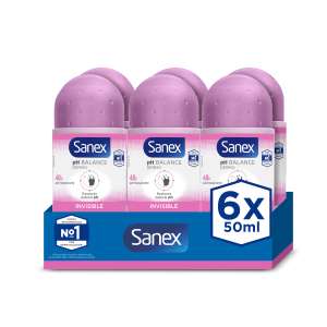 Sanex Dermo Invisible / Sensitive Roll On Antiperspirant 6 x 50ml With Voucher (£6.75/£6.38 on Subscribe & Save) + 10% off 1st S&S