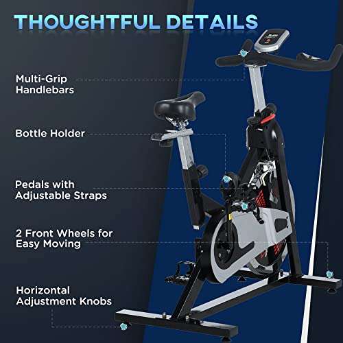 HOMCOM Indoor Exercise Bike - Adjustable Seat & Resistance- 18kg Flywheel £133.99 with voucher - Sold and dispatched by MHSTAR on Amazon