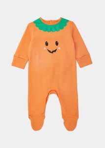 Baby Orange Pumpkin Print Sleepsuit (Newborn-18mths) - Newborn + 99p Collection