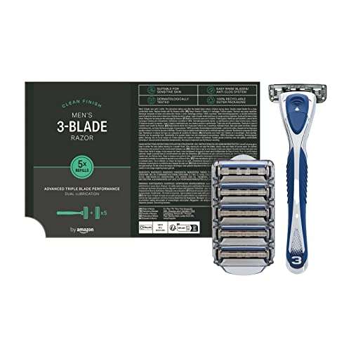 Amazon Brand 3 Blade Razor with 5 Refills & Handle - £3.99 (Subscribe & Save £3.39) @ Amazon