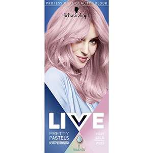 Schwarzkopf LIVE Pretty Pastels Semi-permanent Pink Hair Dye - Up To 8 Washes, Rose Gold P123 £2 / £1.90 sub and save @ Amazon
