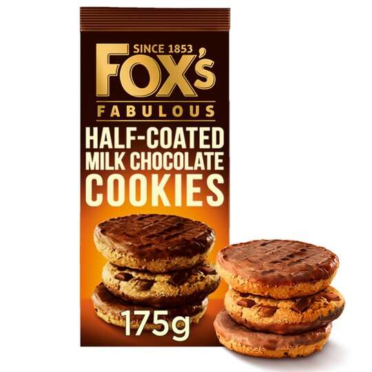 Fox's Half Coated Milk Chocolate Cookies 175G £1 (Clubcard price) @ Tesco