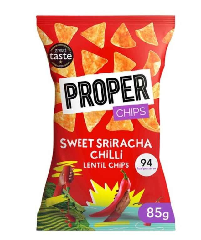 Proper Chips 85G Sweet Sriracha Chilli Lentil Chips £1 Clubcard Price @ Tesco