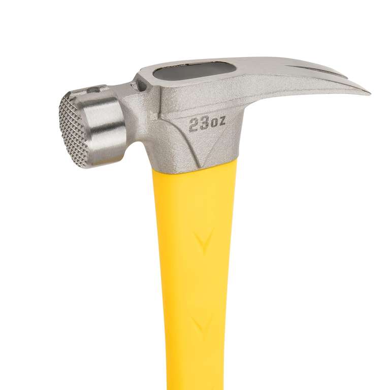 ESTWING Sure Strike Hammer - 23 oz Rip Claw Hammer with Milled Face & Fiberglass Handle - MRF23LM