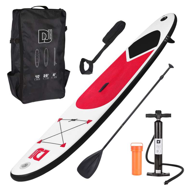 DJ Sports 10 SUP 10ft Inflatable Stand Up Paddle Board Red - £99 @ Weeklydeals4less