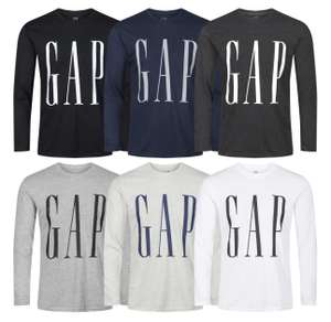 Gap Mens Long Sleeve 100% Cotton Logo T-Shirt (6 Colours / Sizes S-XL) - W/Code