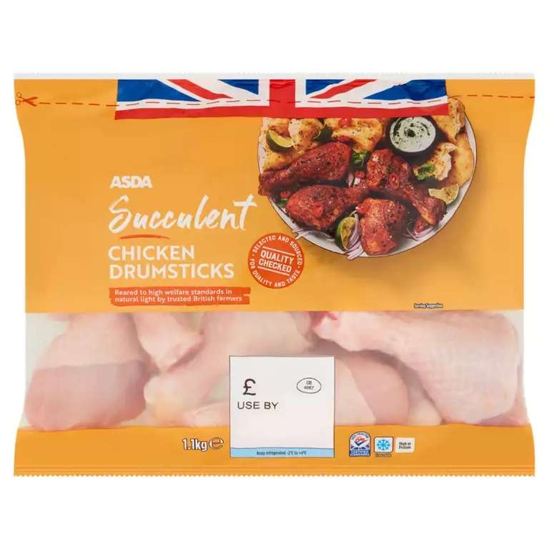 Asda Chicken Drumsticks 1.1kg - £1.67 (£1.52kg) @ Asda
