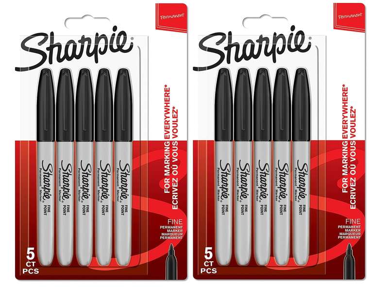 2 x Pack of 5 Sharpie Permanent Markers | Fine Point | Black: £3 @ Lidl