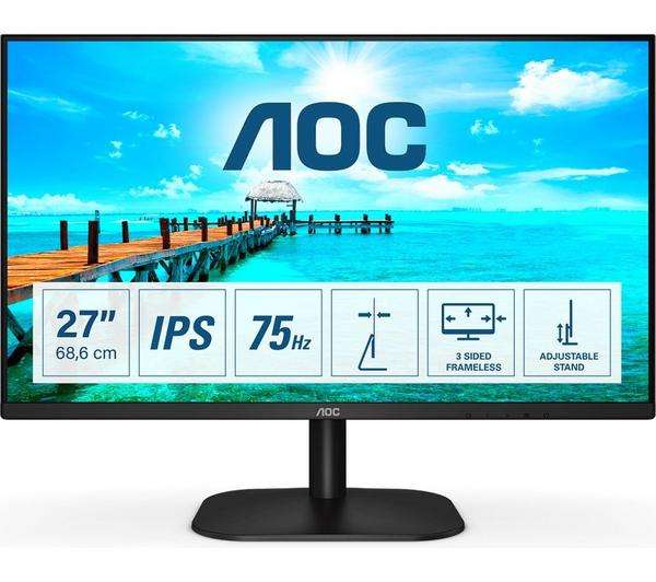 AOC 27B2H - Full HD (1920x1080), 27" IPS LCD, 75Hz, Monitor - Black + 3 Year Guarantee