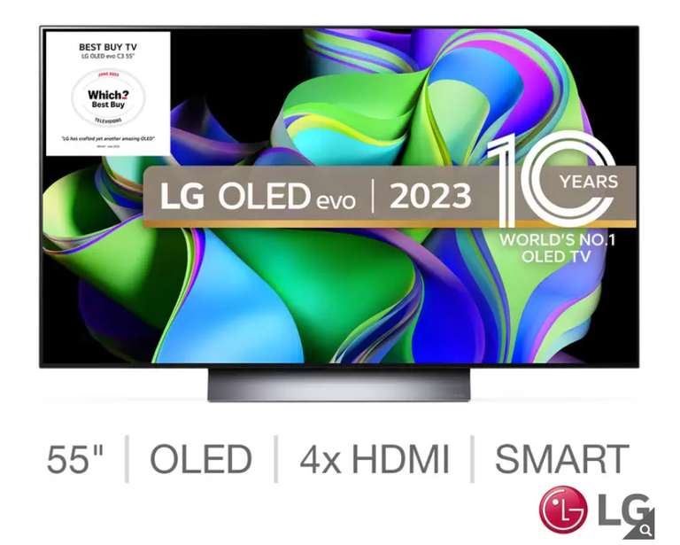 LG OLED55C36LC 55 Inch OLED 4K Ultra HD Smart TV With Code