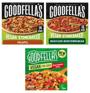 Goodfellas Vegan Stonebaked Pizzas - Falafel or Spicy Veg Salsa or Meatless Mediterranean 387g - £1.50 (Clubcard price) @ Tesco