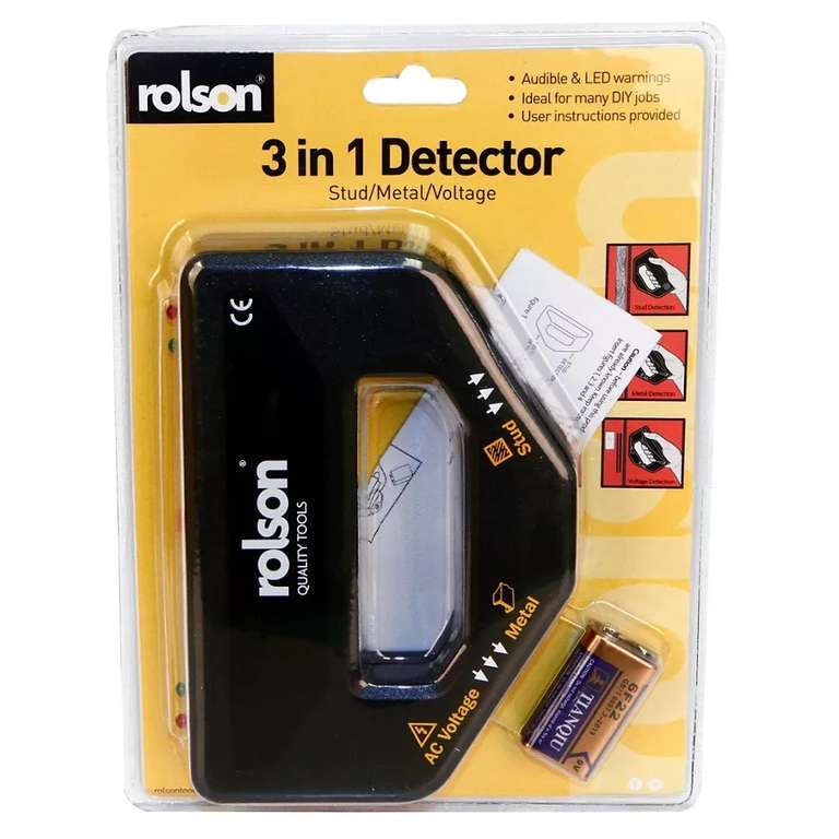 Rolson 3 in 1 Detector Stud, Metal And AC Voltage - Free Click & Collect