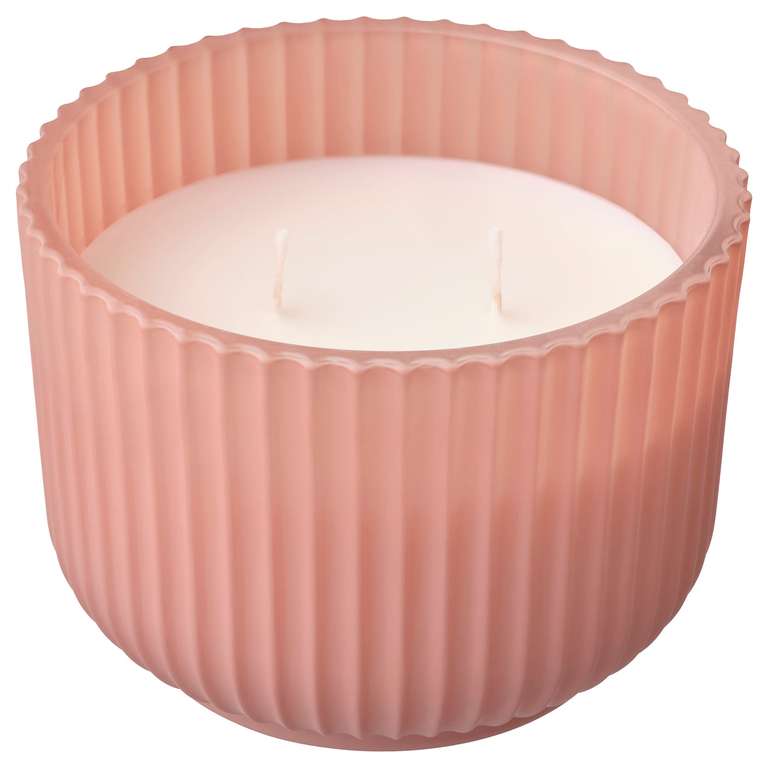 Scented candle in glass, 2 wicks, Peach & blossom/pink, 30 hr Click&Collect for £1 @ IKEA