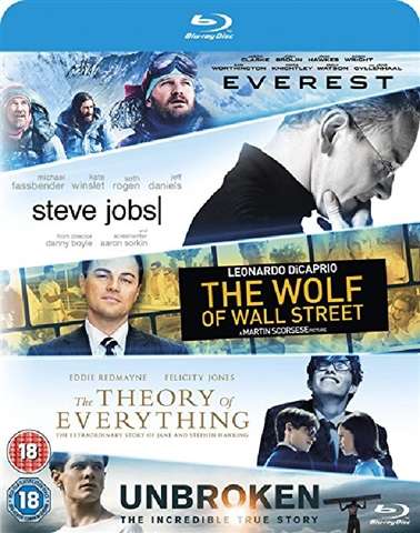 Everest/Steve Jobs/Wolf of Wall Street/Theory of Everything/Unbroken Blu Ray Used £4 (Free Click & Collect) CEX