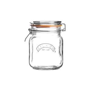 Kilner Square Glass Clip Top Preservation Storage Jar - 1 Litre