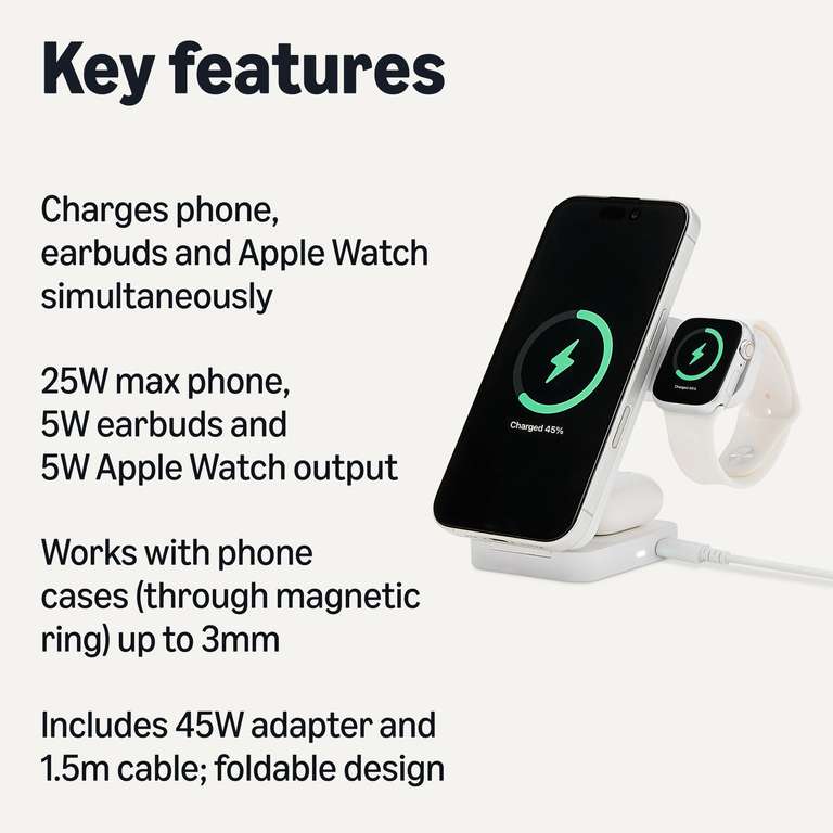 Amazon Basics 25W Qi2.2 3-in-1 Charger £27.55 | Hotukdeals