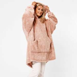 Sienna Teddy Fleece Glitter Hoodie Blanket (Blush Pink / Charcoal Grey) £10.95 Delivered @ Online Home Shop