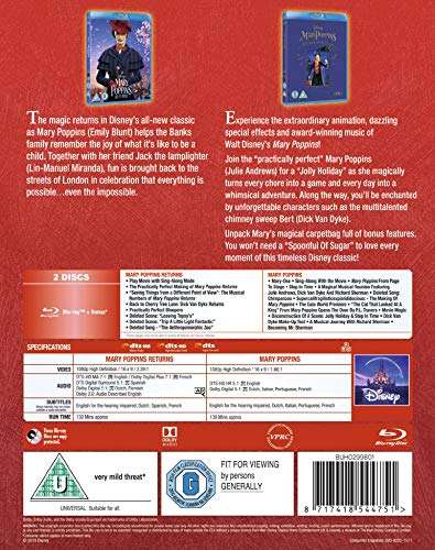 Mary Poppins & Mary Poppins Returns Blu-ray - £7.17 @ Amazon