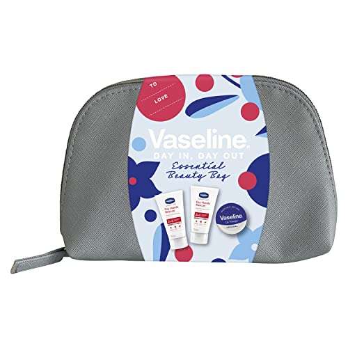Vaseline Beauty Bag with 2 anti-bac hand creams & a lip balm Day In, Day Out Essential £5 @ Amazon