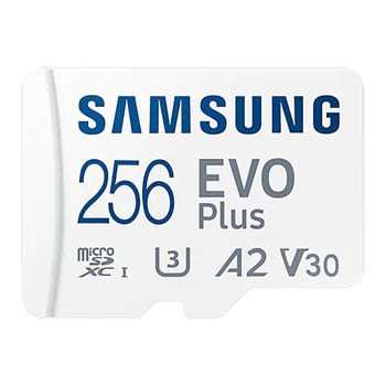 256GB Samsung MB-MC512KA/EU EVO Plus 4K Ready MicroSDXC Memory Card, Class U3/V30/A2, 130MB/s Read, Inc Adaptor