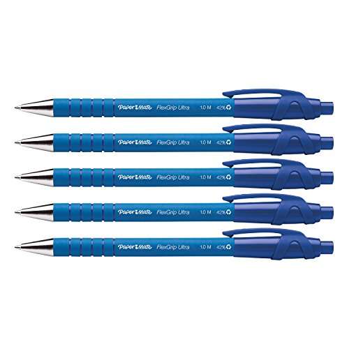 Paper Mate Flexgrip Ultra Retractable Ballpoint Pens | Medium Point (1.0mm) Blue 5 Count - £3.32 S&S