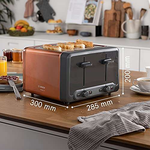 Bosch DesignLine Plus TAT4P449GB 4 Slot Stainless Steel Toaster with variable controls - Copper £29 at Amazon
