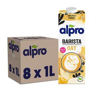 Alpro Barista Foamable Oat Plant-Based Long Life Drink, Vegan & Dairy Free, 1L (Pack of 8) - £9.68 - £10.82 with subscribe & save)