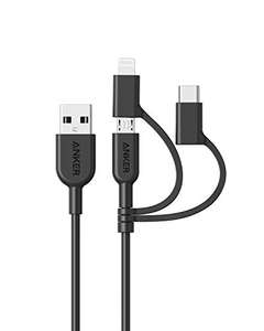 Anker PowerLine II 3-in-1 Cable, Lightning/Type C/Micro USB Cable (3ft / 0.9m) Sold by AnkerDirect UK